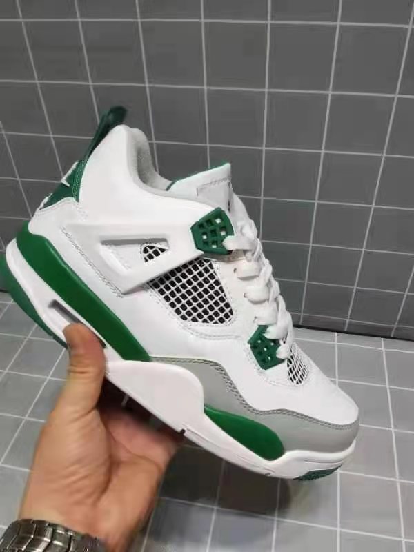 Air Jordan 4 White Grey Green Retro Shoes - Click Image to Close